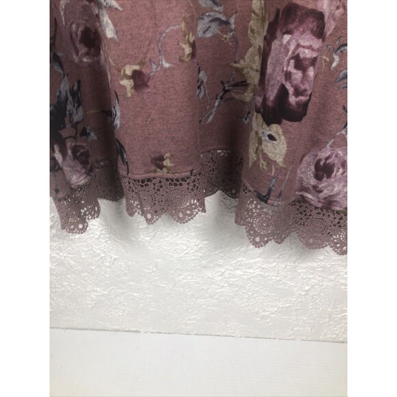 Netsmile Pink Top Lace Hem Plus Sz 2X V neck Cottagecore Romantic Floral Boho - Picture 5 of 9